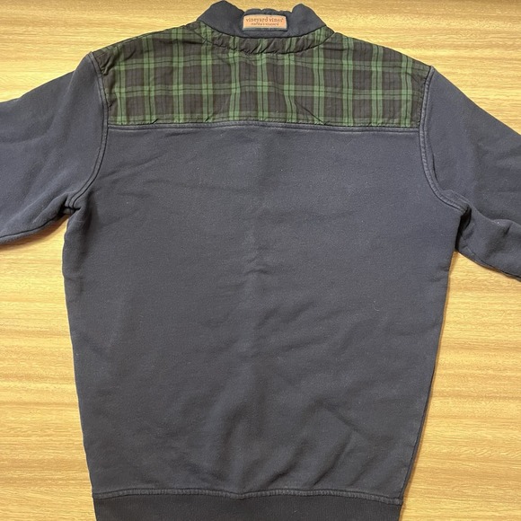Vineyard Vines Men's Navy Plaid Quarter Zip Pullover Sweatshirt XS - Picture 2 of 6